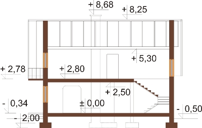 Projekt domu DM-5573 N - przekrój