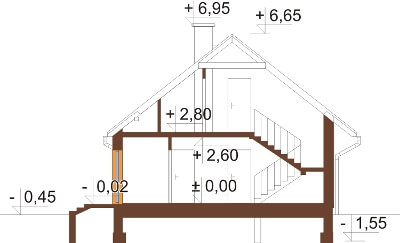 Projekt domu DM-6168 N - przekrój