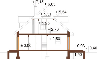 Projekt domu DM-6187 N - przekrój