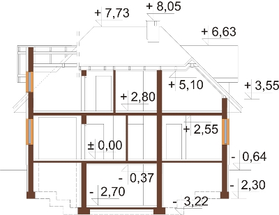 Projekt domu DM-6262 N - przekrój