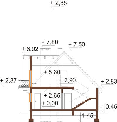 Projekt domu DM-6332 N - przekrój