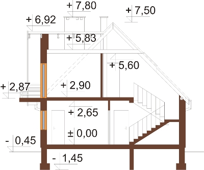 Projekt domu DM-6126 N - przekrój