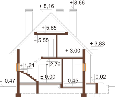 Projekt domu DM-6369 N - przekrój