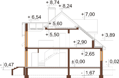 Projekt domu DM-6370N - przekrój