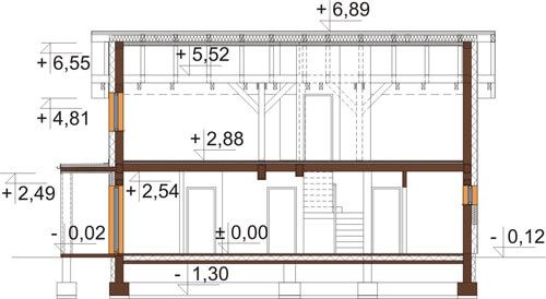 Projekt domu L-6564 - przekrój