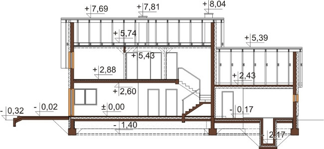 Projekt domu L-6612 - przekrój