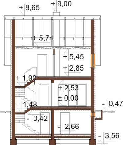 Projekt domu DM-6605 - przekrój