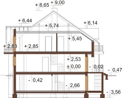 Projekt domu DM-6605 - przekrój