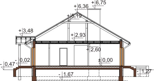 Projekt domu L-6603 - przekrój