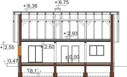 Projekt domu L-6603 - przekrój