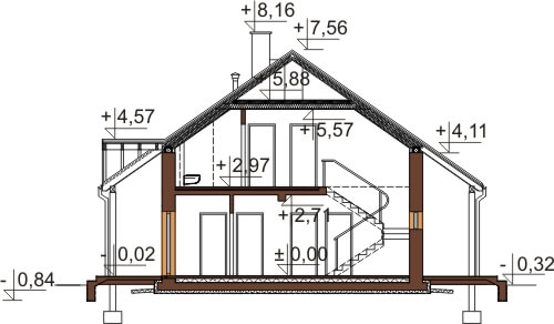 Projekt domu L-6602 - przekrój