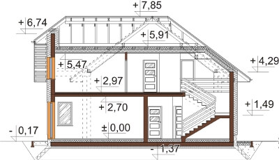 Projekt domu DM-6608 - przekrój