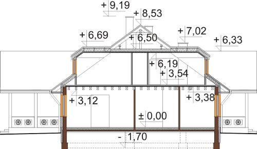 Projekt domu DM-6601 - przekrój