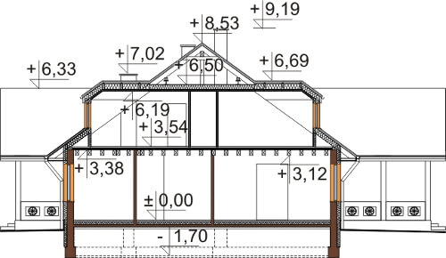 Projekt domu L-6601 - przekrój