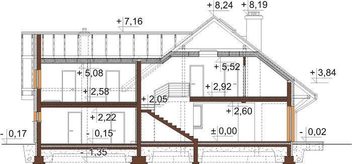Projekt domu L-6524 - przekrój