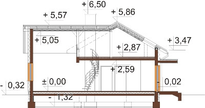 Projekt domu L-6619 - przekrój