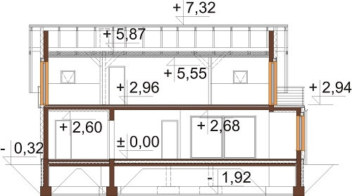Projekt domu L-6529 - przekrój