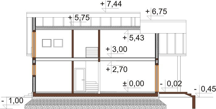 Projekt domu L-6629 - przekrój