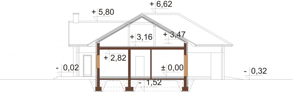 Projekt domu L-6628 - przekrój