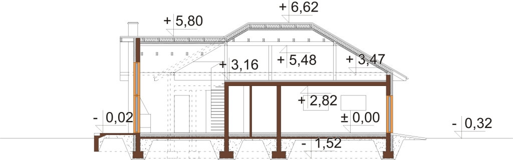 Projekt domu L-6628 - przekrój