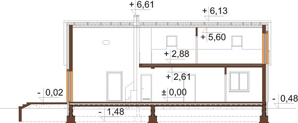 Projekt domu L-6645 - przekrój