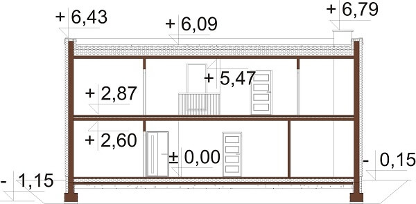 Projekt domu L-6644 - przekrój