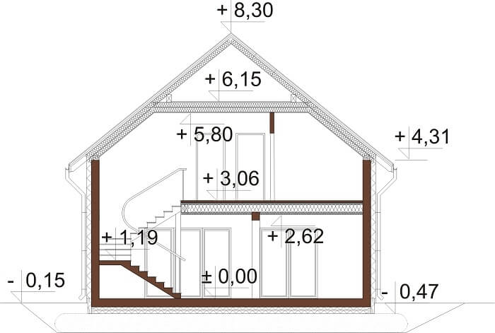 Projekt domu DM-6674 - przekrój