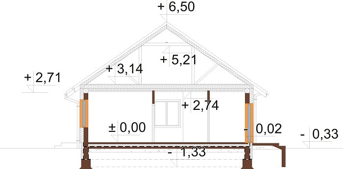 Projekt domu L-6678 - przekrój