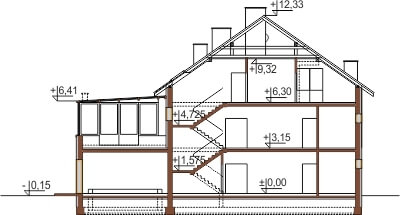 Projekt domu DM-6493 - przekrój