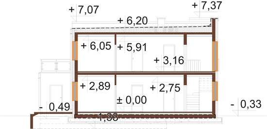Projekt domu L-6680 - przekrój