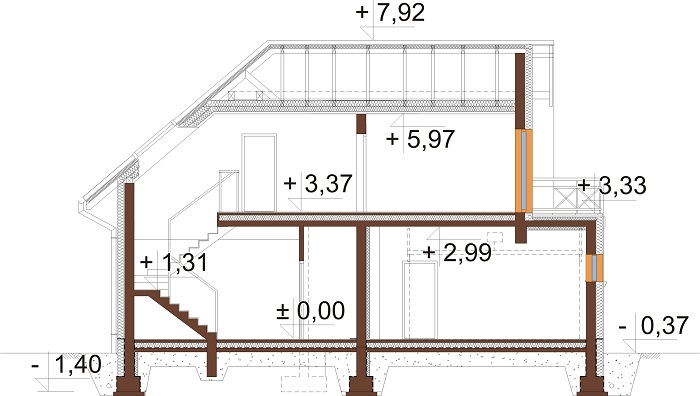 Projekt domu DM-6689 - przekrój