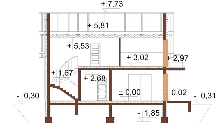 Projekt domu L-6673 - przekrój