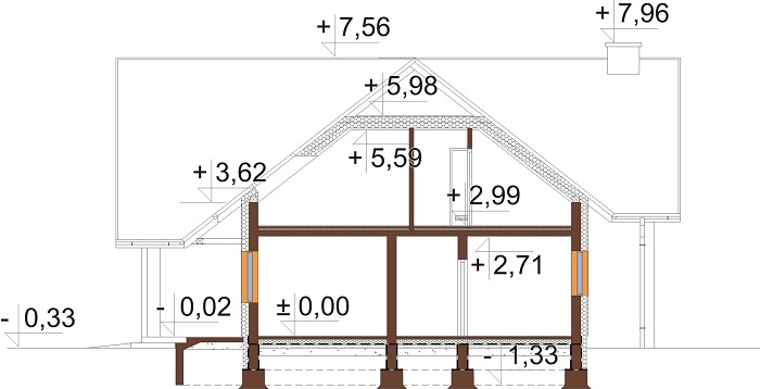 Projekt domu L-6696 - przekrój