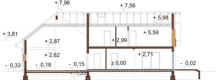 Projekt domu L-6696 - przekrój