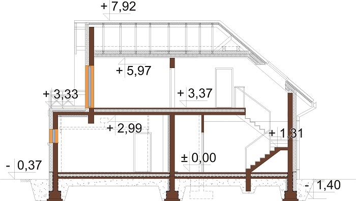 Projekt domu L-6689 - przekrój