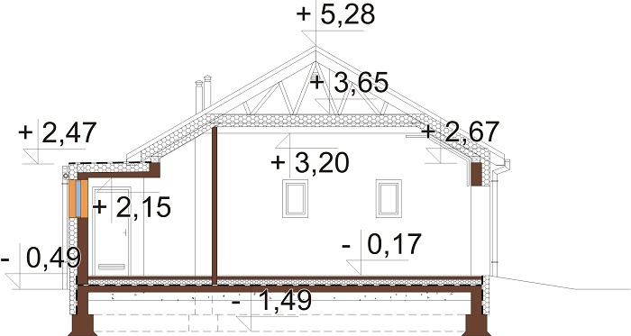 Projekt domu L-6703 - przekrój