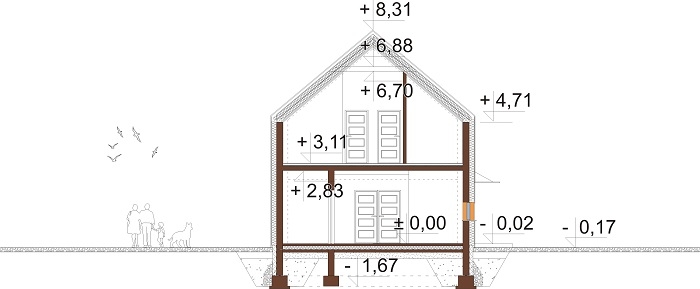 Projekt domu DM-6719 - przekrój