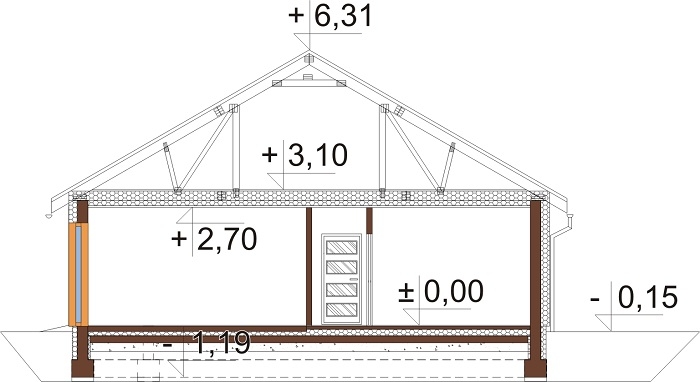 Projekt domu L-6718 - przekrój