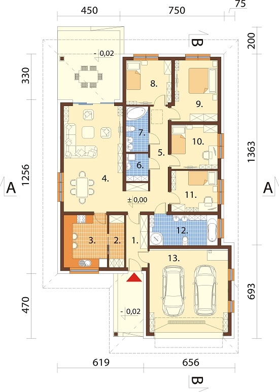 Projekt domu DM-6604 B - rzut