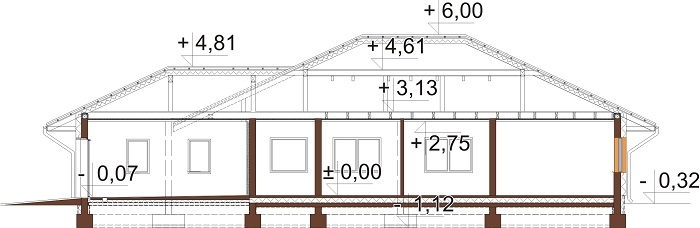 Projekt domu L-6604 B - przekrój