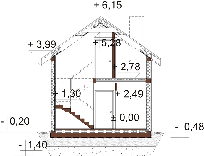 Projekt domu L-6736 - przekrój