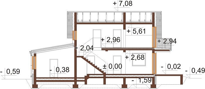 Projekt domu L-6716 - przekrój