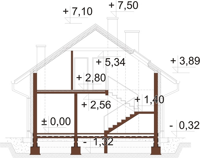 Projekt domu DM-6720 - przekrój