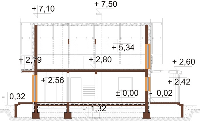 Projekt domu L-6720 - przekrój