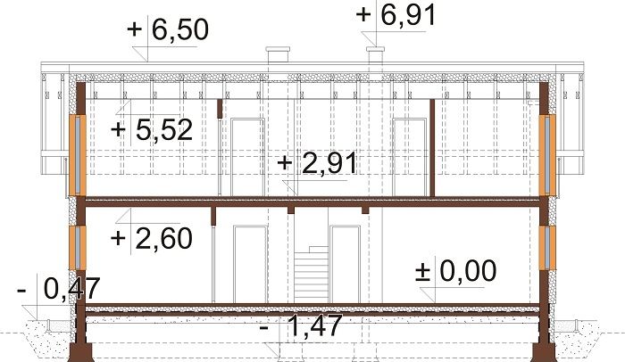 Projekt domu L-6737 - przekrój