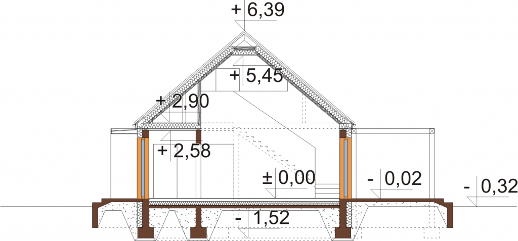 Projekt domu L-6695 - przekrój