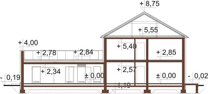 Projekt domu L-6738 - przekrój