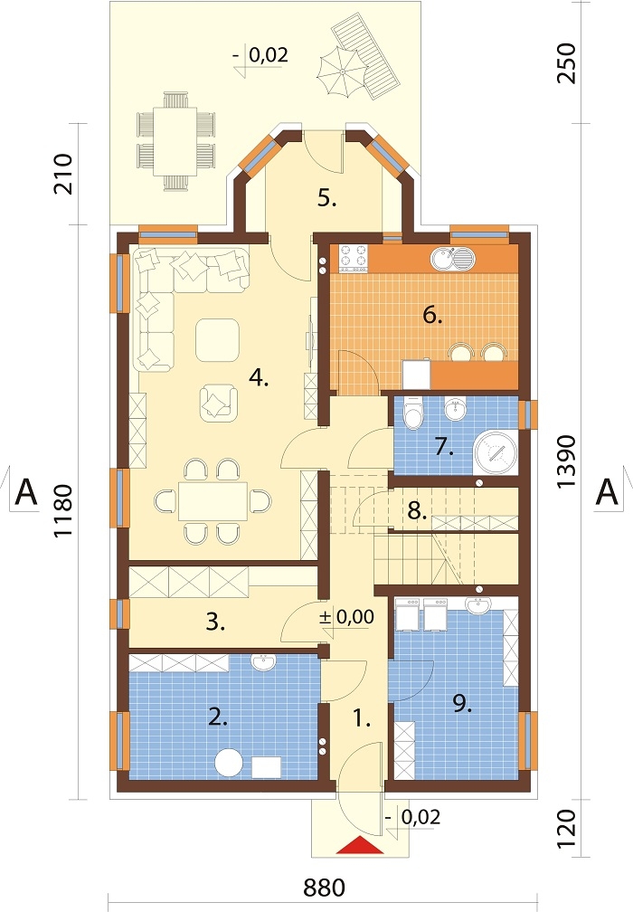 Projekt domu DM-6742 - rzut