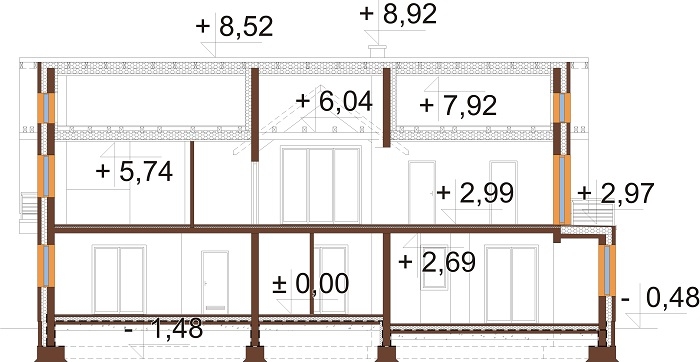 Projekt domu DM-6729 - przekrój