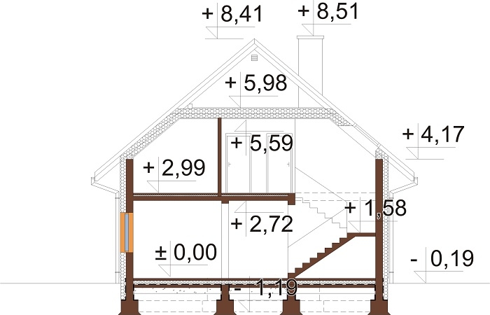 Projekt domu DM-6714 - przekrój